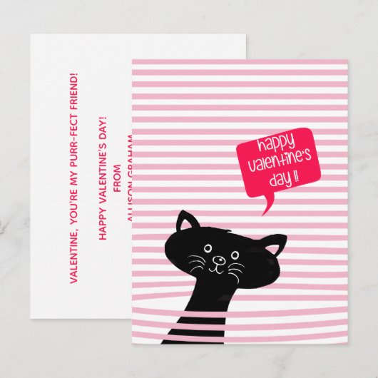 Mijn Spinnende vriend. Cute Cat Classroom Valentij Briefkaart (Voorkant / Achterkant)