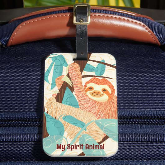 Mijn Spirit Animal Sloth Bagagelabel (Voorkant Insitu 2)
