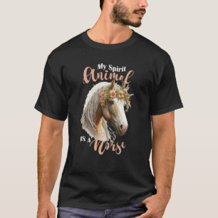 Mijn spirituele dier bloemenkrans paard paardrijde t-shirt