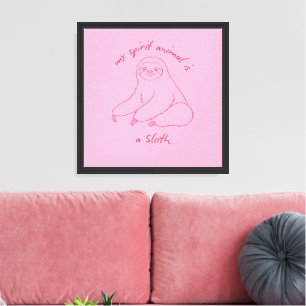 Mijn spirituele dier is een luiaard, grappig lui c canvas afdruk