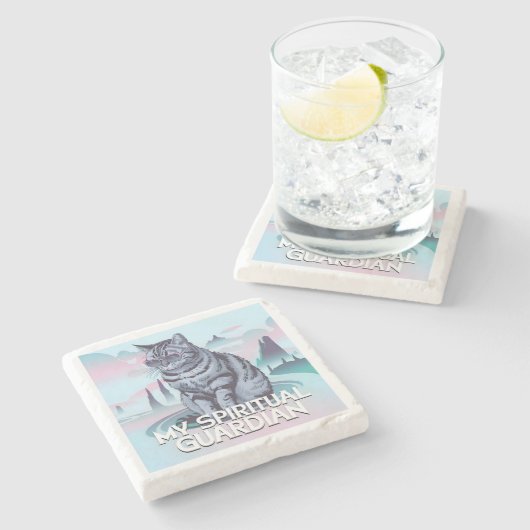 Mijn Spirituele Guardian Cat Stenen Onderzetter (Zijkant)