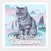 Mijn Spirituele Guardian Cat Vierkante Sticker (Voorkant)