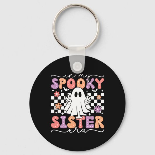Mijn Spooky Sister Era Retro Ghost Halloween Spook Sleutelhanger (Voorkant)