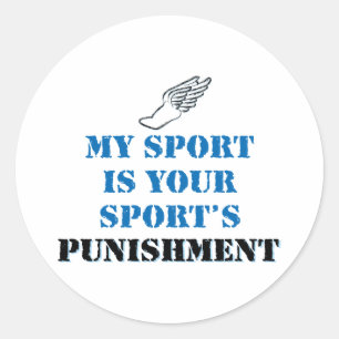 Mijn sport is je sportstraf - volg ronde sticker