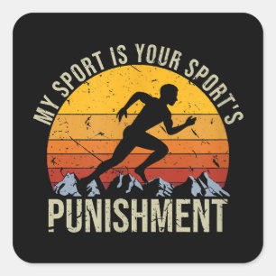 Mijn sport is je sportstrafnummer vierkante sticker