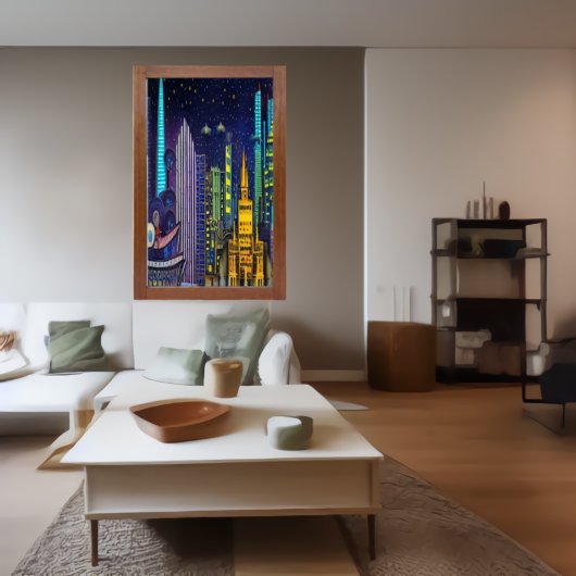 Mijn stad op 's nachts | AI Art Poster