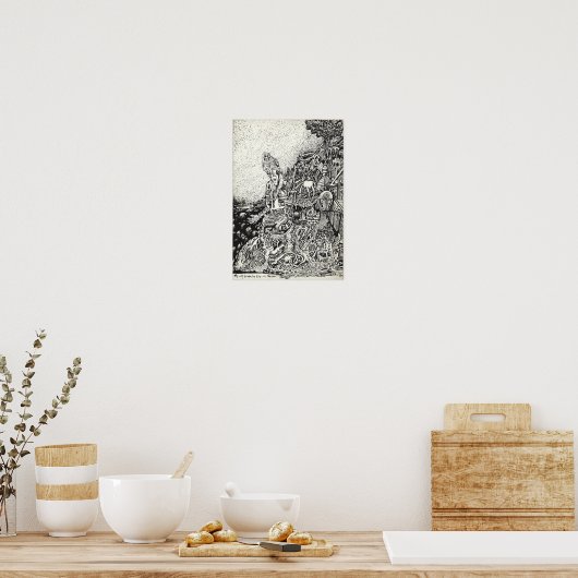 Mijn stad reed door vuur in het zee. poster (Keuken)