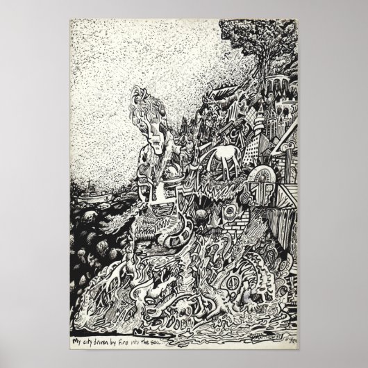 Mijn stad reed door vuur in het zee. poster (Voorkant)