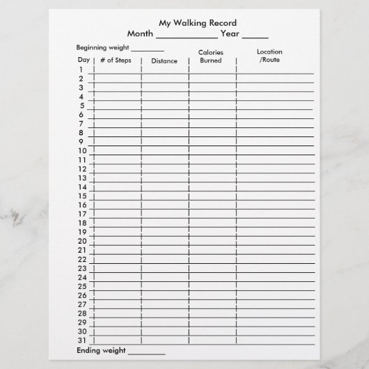 Mijn stappendiagram voor het looprecord flyer (Voorkant)