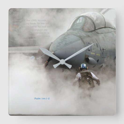 "Mijn steen" — psalm 144:1-2 Vierkante Klok (Voorkant)