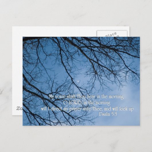 Mijn stem zal 's morgens horen briefkaart (Voorkant / Achterkant)