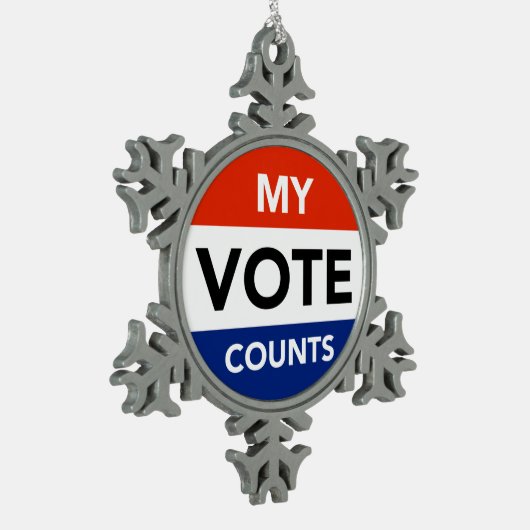 Mijn stembiljetten tin sneeuwvlok ornament (Links)