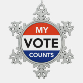 Mijn stembiljetten tin sneeuwvlok ornament