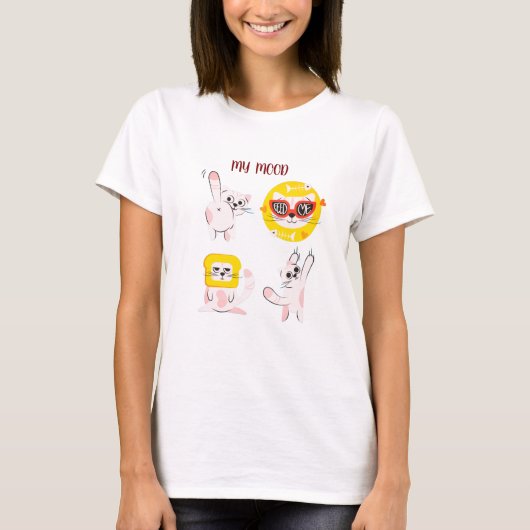 Mijn Stemming Grappige Kat Meme Grafische T-Shirt (Voorkant)