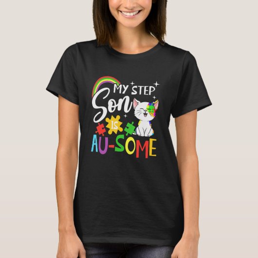 Mijn stiefzoon is Au-some Autisme Austistic  T-shirt (Voorkant)
