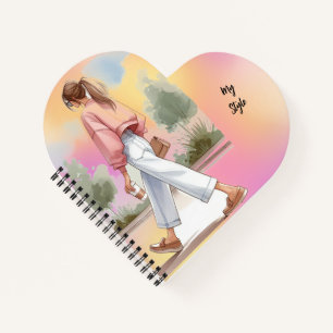 Mijn Stijl Modieus Meisje met Koffie Journaal Notitieboek