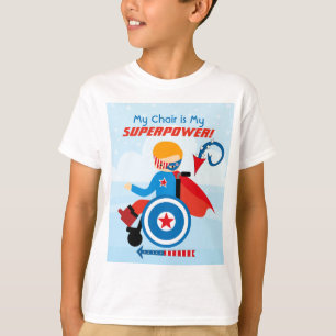 Mijn stoel is mijn Superpower Boy Cape Rolstoel T-shirt