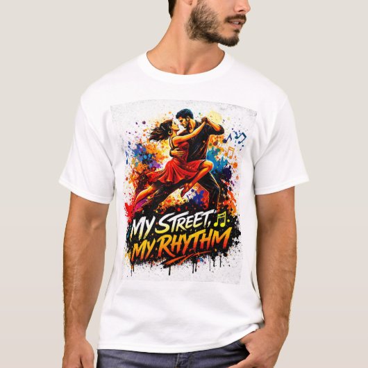 Mijn Straat, Mijn Ritme dansende t-shirt koppel (Voorkant)