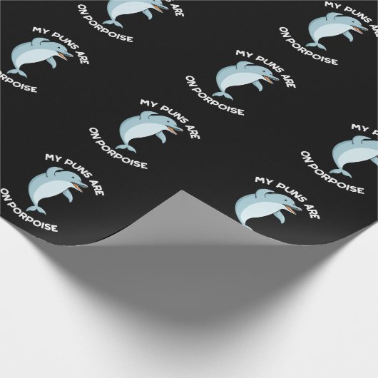 Mijn straf staat op Porpoise Funny Animal Pun Dark Cadeaupapier (Hoek)