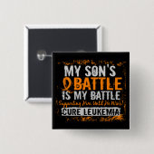 Mijn strijd om 2 leukemiezoon vierkante button 5,1 cm (Voorkant /achterkant)
