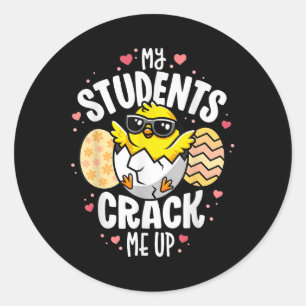 Mijn studenten kraken me op grappige ei pun lente ronde sticker