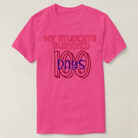 Mijn studenten overleefden 100 dagen t-shirt (Design voorkant)