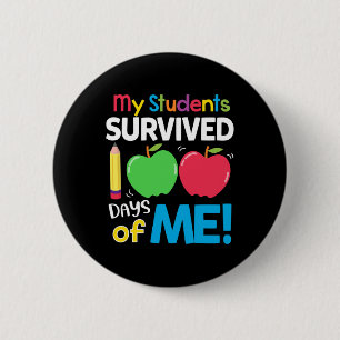 Mijn studenten overleefden 100 dagen van mij 100st ronde button 5,7 cm