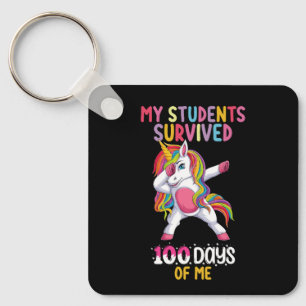 Mijn studenten overleefden 100 dagen van mij schoo sleutelhanger