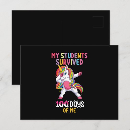 Mijn studenten overleefden 100 dagen van mijn scho briefkaart (Voorkant / Achterkant)