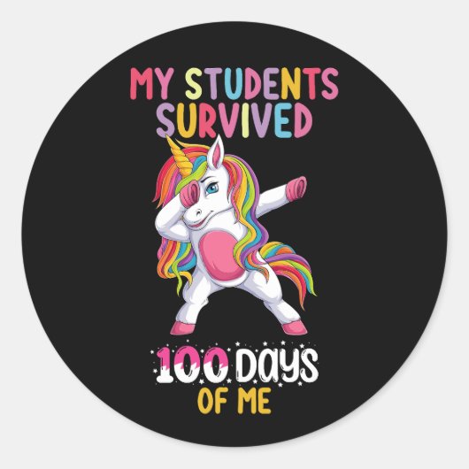 Mijn studenten overleefden 100 dagen van mijn scho ronde sticker (Voorkant)
