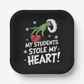 Mijn studenten stalen mijn hart kerst leraar papieren bordje (Voorkant)