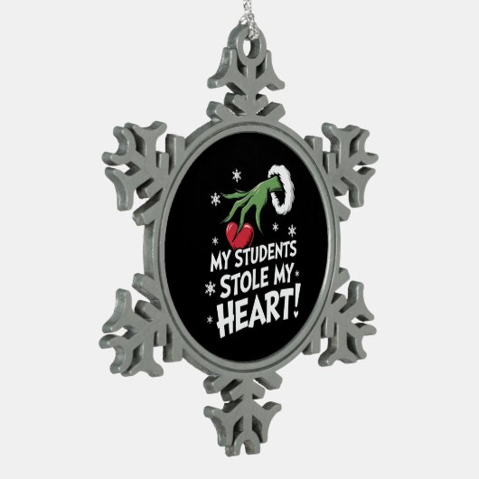 Mijn studenten stalen mijn hart kerst leraar tin sneeuwvlok ornament (Links)