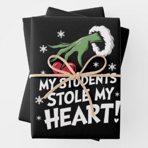 Mijn studenten stalen mijn hart Kerstmis kerst ler Inpakpapier Vel