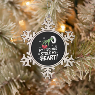 Mijn studenten stalen mijn hart Kerstmis kerst ler Tin Sneeuwvlok Ornament