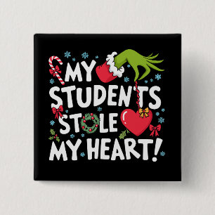 Mijn studenten stalen mijn hart Kerstmis Xmas Lera Vierkante Button 5,1 Cm
