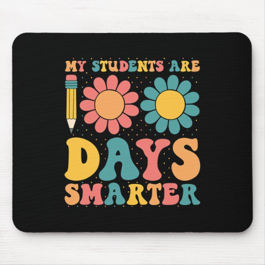 Mijn studenten zijn 100 dagen slimmer Retro Groovy Muismat (Voorkant)
