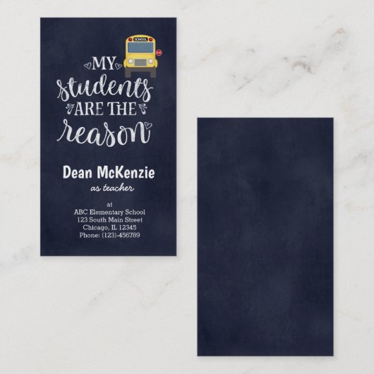 Mijn studenten zijn de reden visitekaartje (Voorkant / Achterkant)