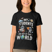 Mijn studenten zijn in deze ruimte wereld Tri-Blend shirt (Voorkant)