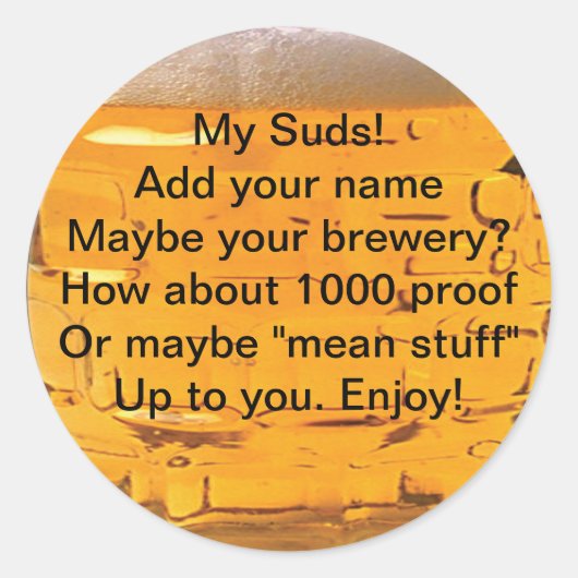 Mijn suds bieretiketten ronde sticker (Voorkant)