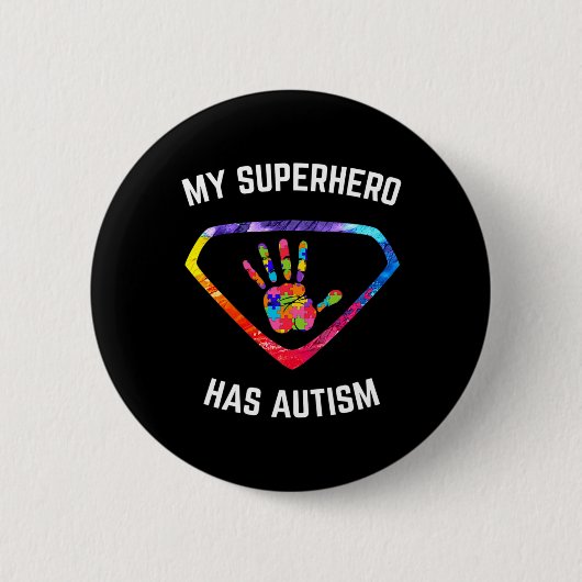 Mijn superheld heeft kennis met autisme ronde button 5,7 cm (Voorkant)