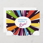 Mijn superkracht verspreidt liefde. briefkaart (Voorkant / Achterkant)