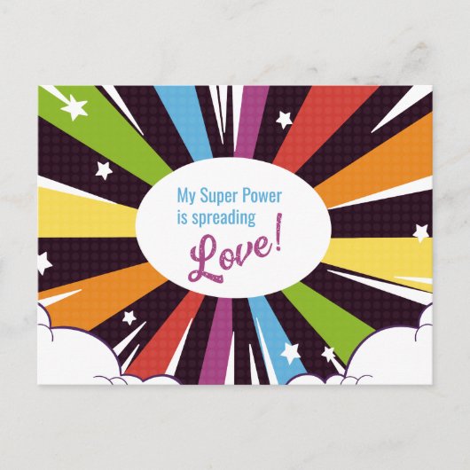 Mijn superkracht verspreidt liefde. briefkaart (Voorkant)