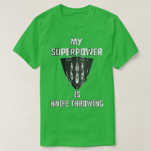 Mijn Superpower is Knife Throwing Black Badge T-shirt (Design voorkant)