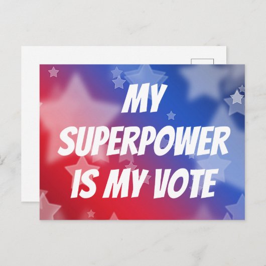 Mijn Superpower is mijn stem Briefkaart (Voorkant / Achterkant)