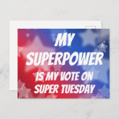 Mijn Superpower is mijn stem op Super Dinsdag Briefkaart (Voorkant / Achterkant)