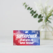 Mijn Superpower is mijn stem op Super Dinsdag Visitekaartje (Staand voorkant)