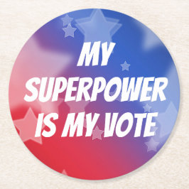 Mijn Superpower is mijn stem Ronde Kartonnen Onderzetter