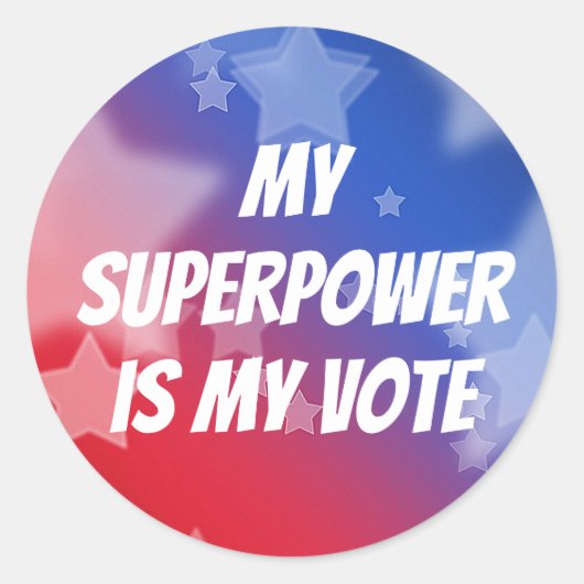 Mijn Superpower is mijn stem Ronde Sticker (Voorkant)