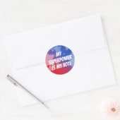 Mijn Superpower is mijn stem Ronde Sticker (Envelop)
