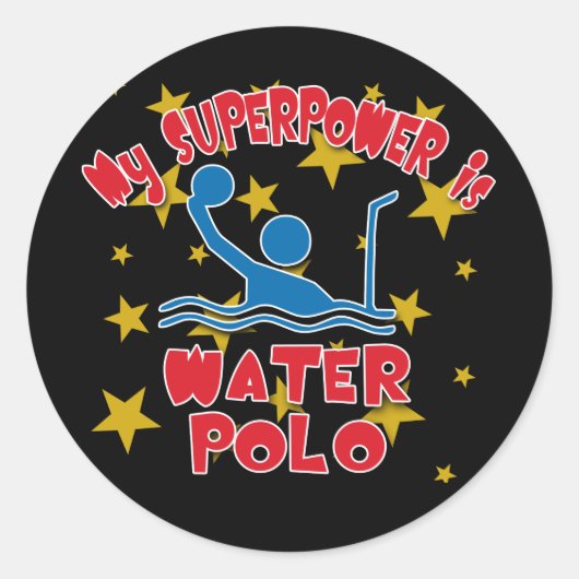 Mijn Superpower is Waterpolo Ronde Sticker (Voorkant)